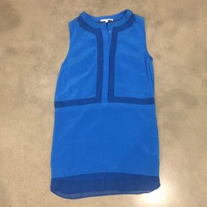 Aryn K cobalt blue silk dress